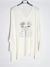Bluse med katte - oversize - Ingen returret - ITNOV24